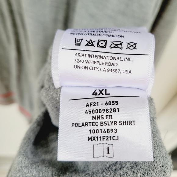 Ariat FR Shirt Mens Polartec Long Sleeve Baselayer  Heather Gray CAT 1 Size 4XL - Picture 14 of 16